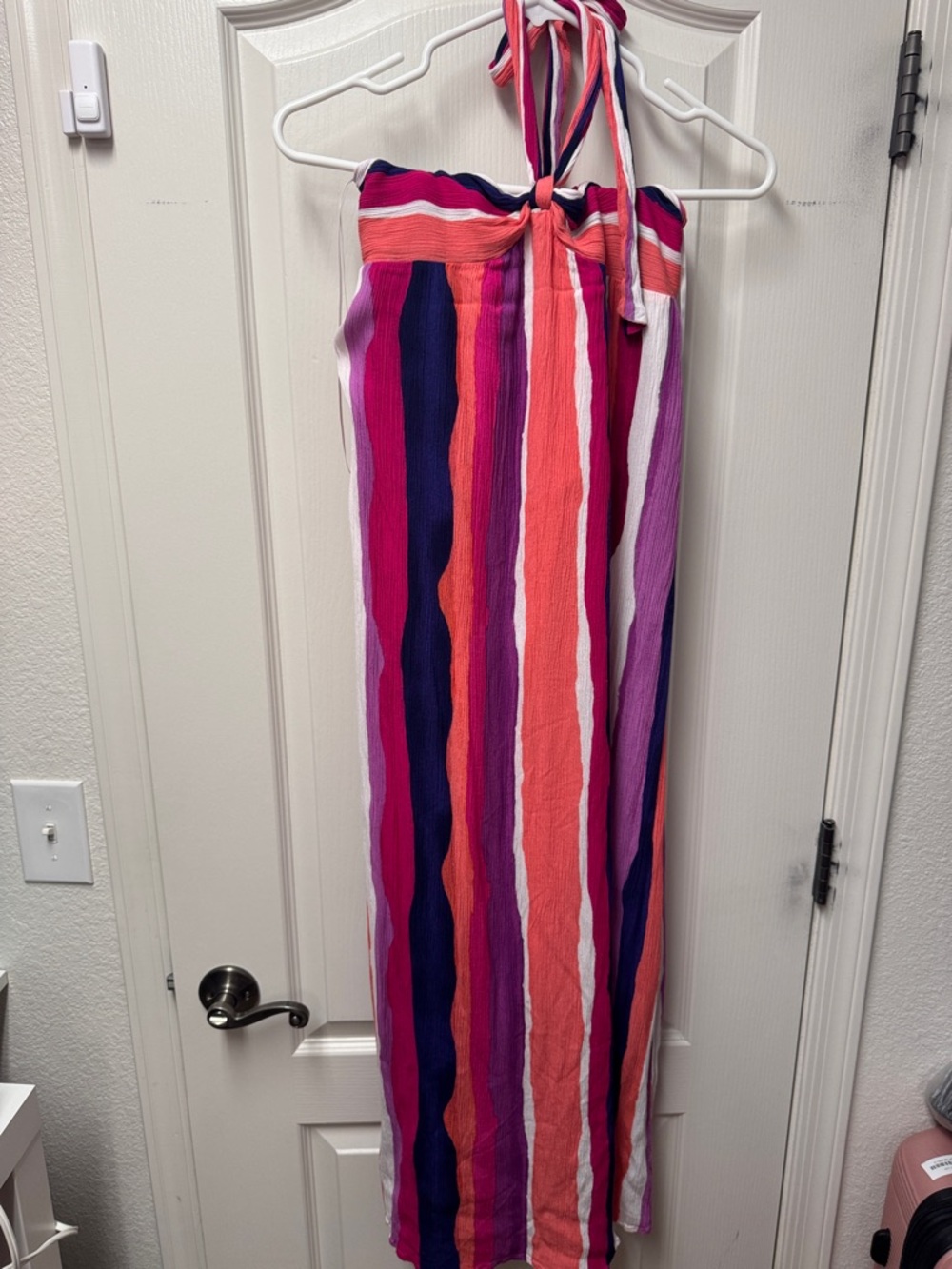 Forever 21 Multicolor Pink Purple Orange Striped Halter Dress
